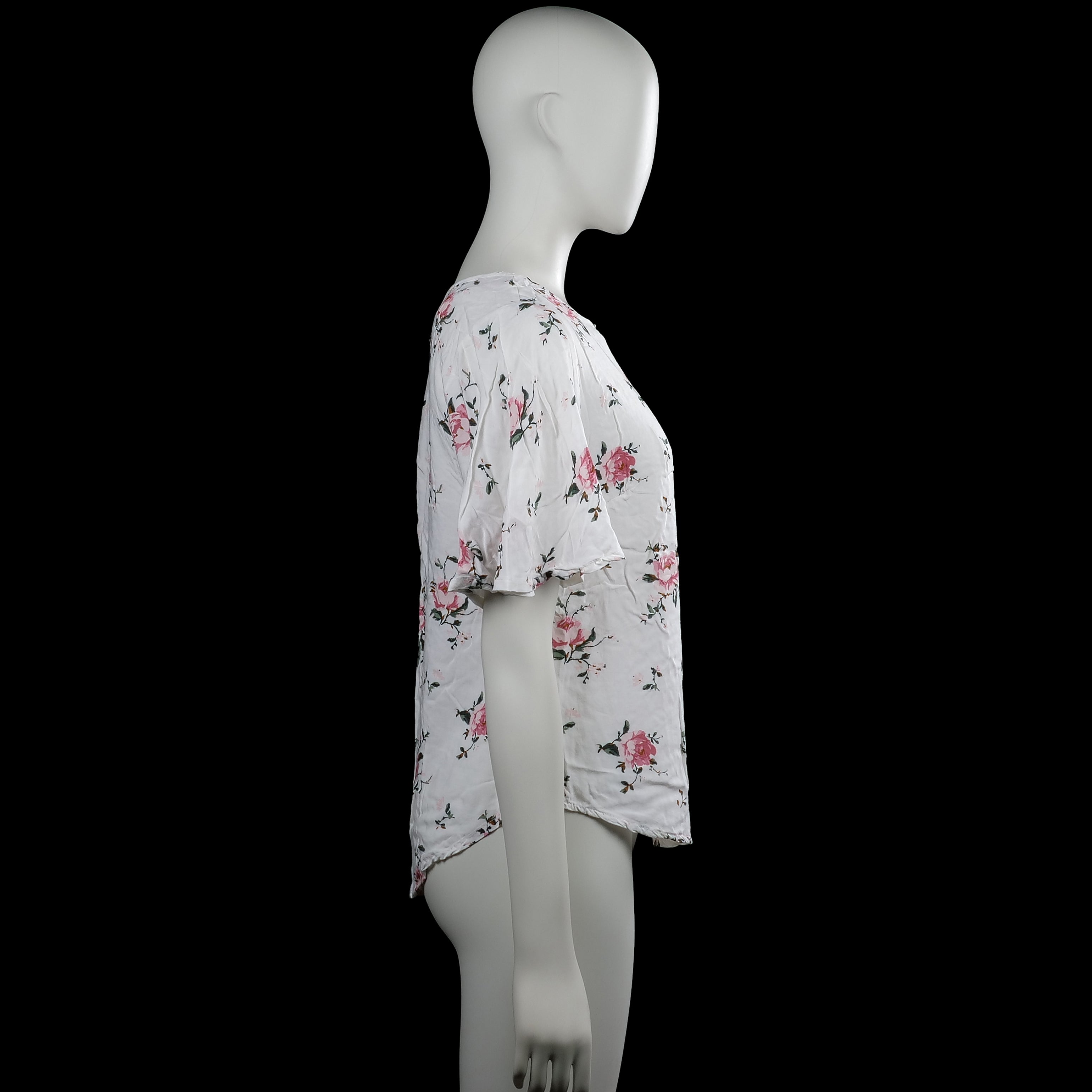 Blouse - White & Pink - Size S