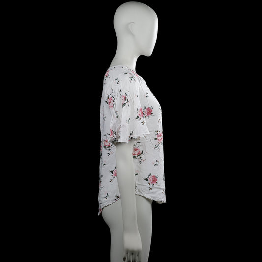 Blouse - White & Pink - Size S