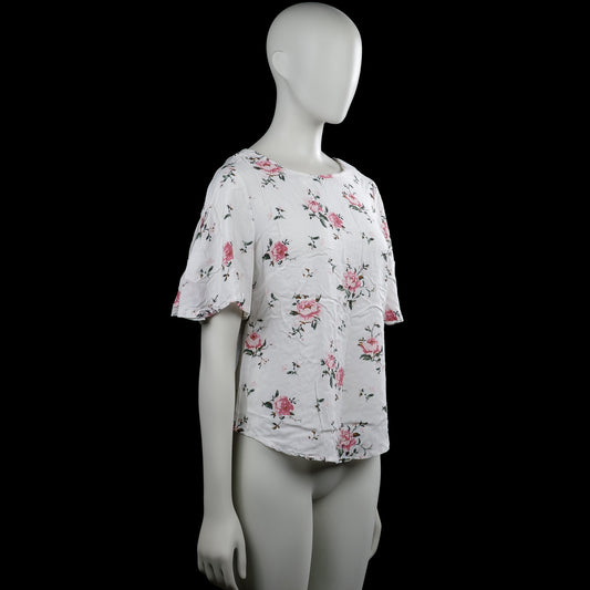 Blouse - White & Pink - Size S