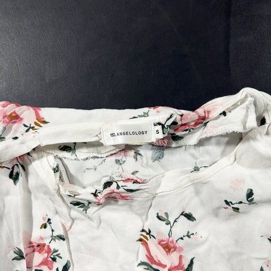 Blouse - White & Pink - Size S