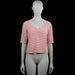 T-shirt - White & Red - Size S - White top with red horizontal stripes and a V-neckline with gathered detail at the center front. Short sleeves with plain cuffs and a straight hem.