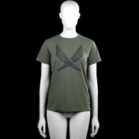 Soc - T-shirt - Olive - Size 158, 164 - Olive short-sleeve T-shirt with a round neck and straight hem. Features a large black graphic print on the front.