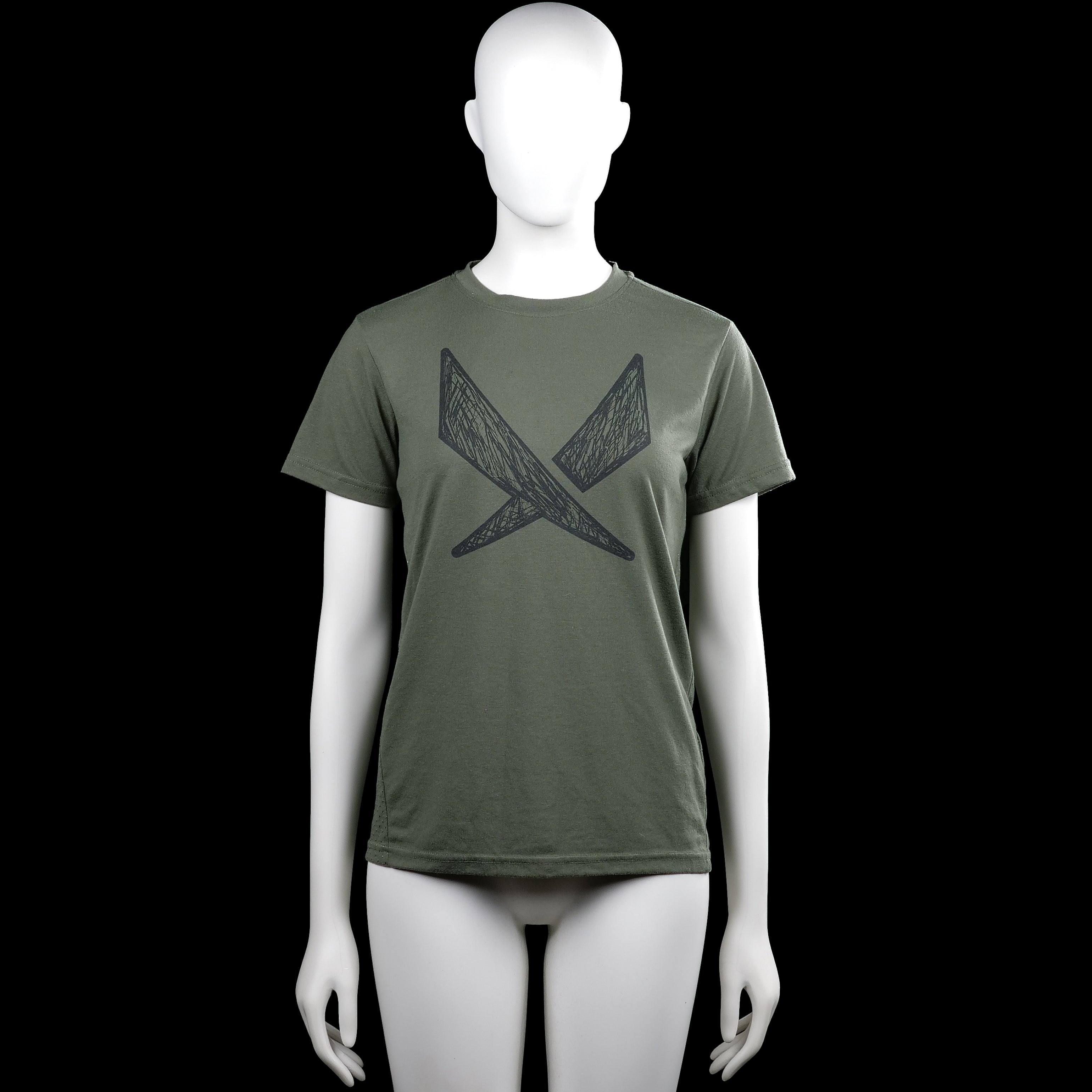 Soc - T-shirt - Olive - Size 158, 164 - Olive short-sleeve T-shirt with a round neck and straight hem. Features a large black graphic print on the front.