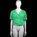 Shein - Blouse - Forest Green - Size XL - Solid forest green top with a V-neck wrap-style front and short flutter sleeves. Smocked elastic hem with a small ruffle at the bottom edge.