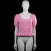 Vero Moda - Sweater - Pink - Size S - Pink solid knit top with a squared neckline and short puff sleeves with ribbed cuffs. Features raised heart detailing on the front and a ruffled hem.