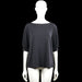H&M - T-shirt - Charcoal - Size M - Charcoal solid top with a boat neck and three-quarter sleeves. Features plain cuffs with slight gathers and a straight hem.