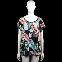 Norah - T-shirt - Multicolored - Size 40 - Multicolored floral top with a scoop neckline and short sleeves. Features plain sleeve cuffs and a straight hem.