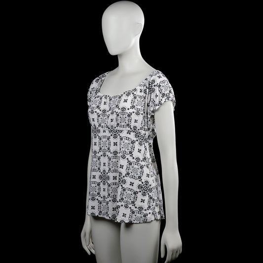 Blouse - White & Black - Size M