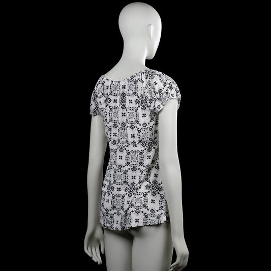 Blouse - White & Black - Size M
