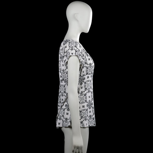 Blouse - White & Black - Size M