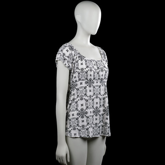 Blouse - White & Black - Size M