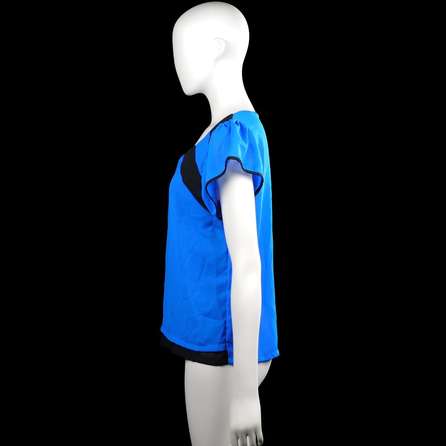 Blouse - Royal Blue & Black - Size L