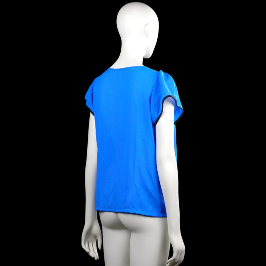 Blouse - Royal Blue & Black - Size L