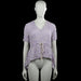 Firesh - Blouse - Lavender & White - Size S - Lavender and white floral top with a V-neck and short sleeves. Features a drawstring waist and a high-low hem.