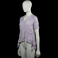 Blouse - Lavender & White - Size S