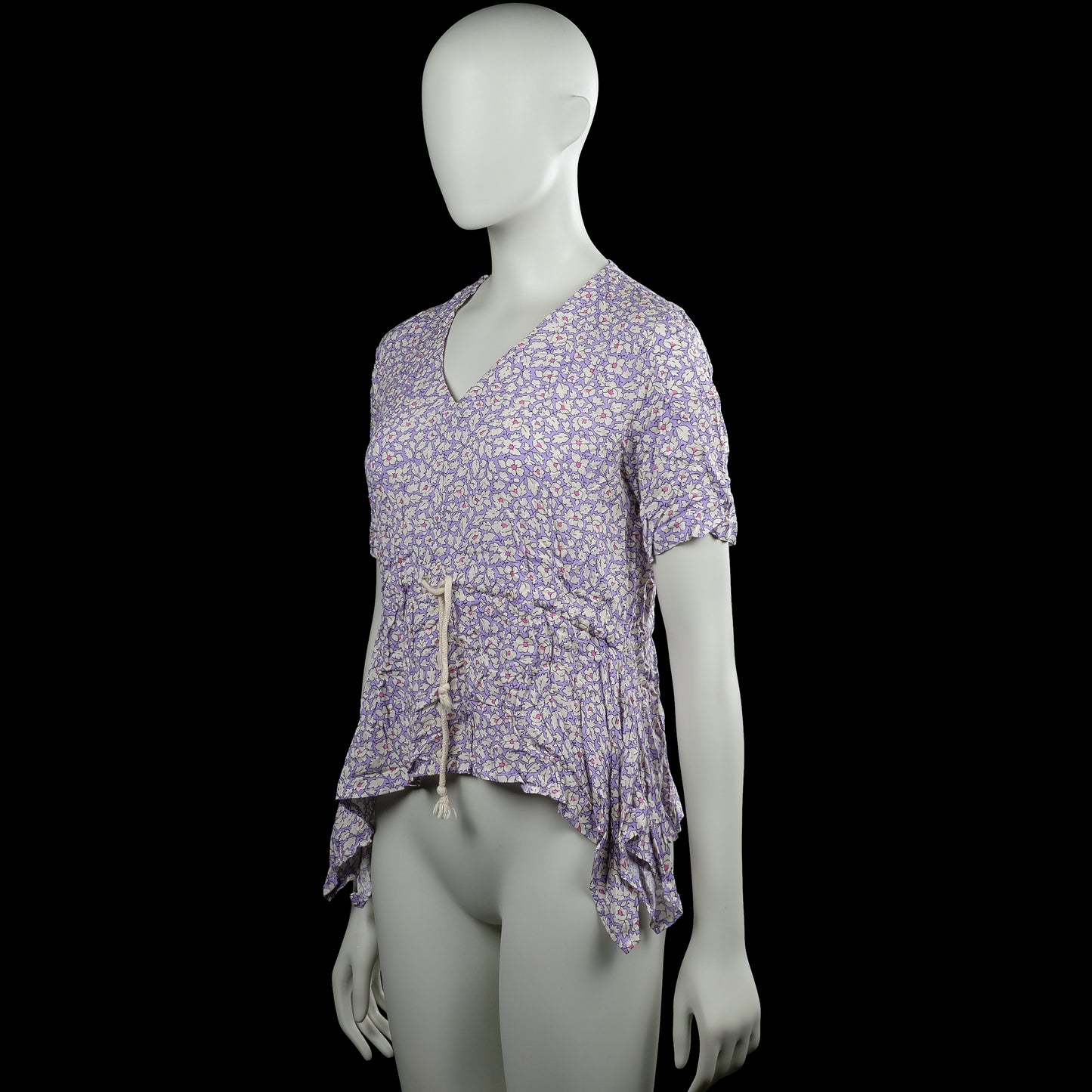 Blouse - Lavender & White - Size S