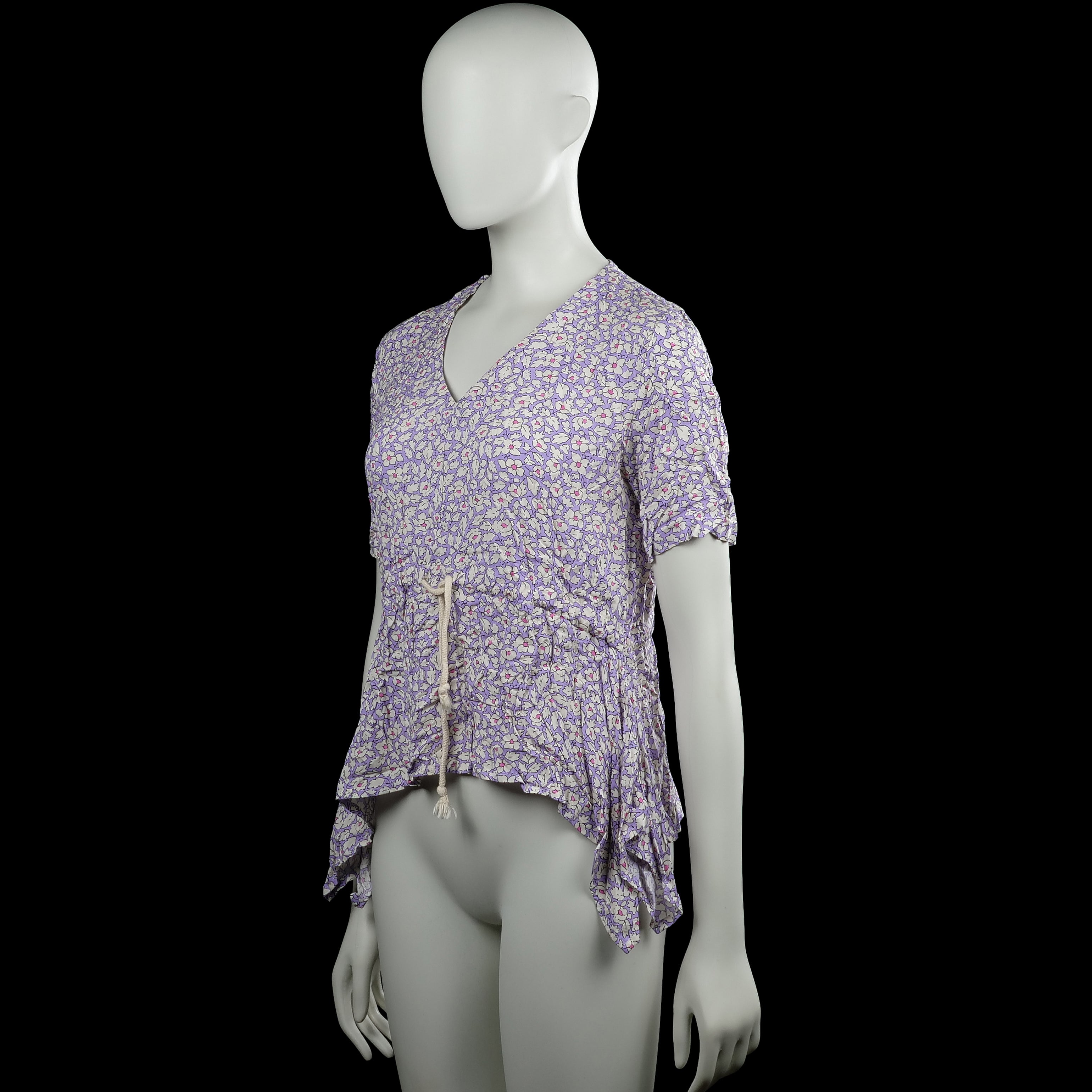 Blouse - Lavender & White - Size S