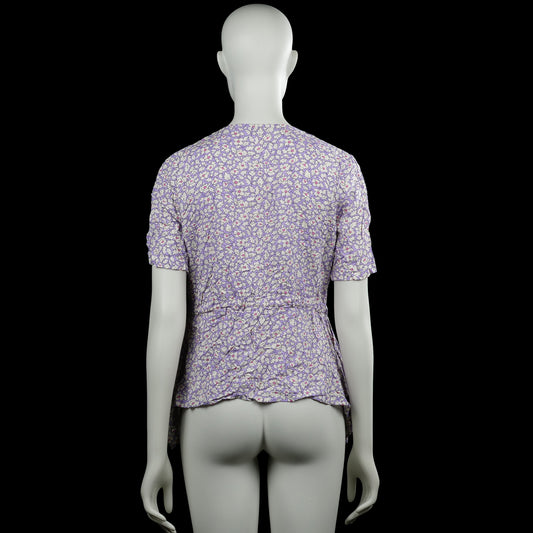 Blouse - Lavender & White - Size S