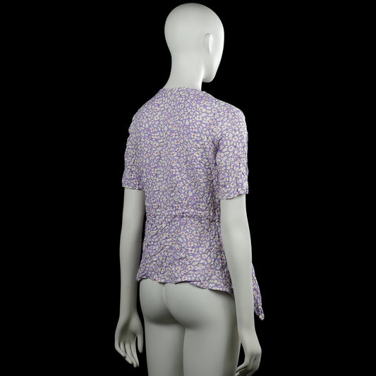 Blouse - Lavender & White - Size S
