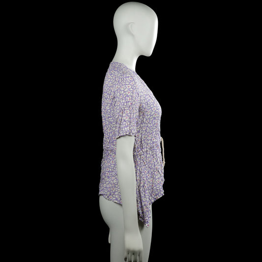 Blouse - Lavender & White - Size S