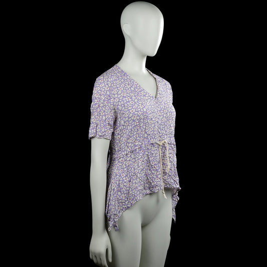Blouse - Lavender & White - Size S