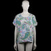 Jyothi - Blouse - White - Size XXL - White top with a multicolor paisley pattern and a scoop neckline. Features short sleeves with plain cuffs and a straight hem.