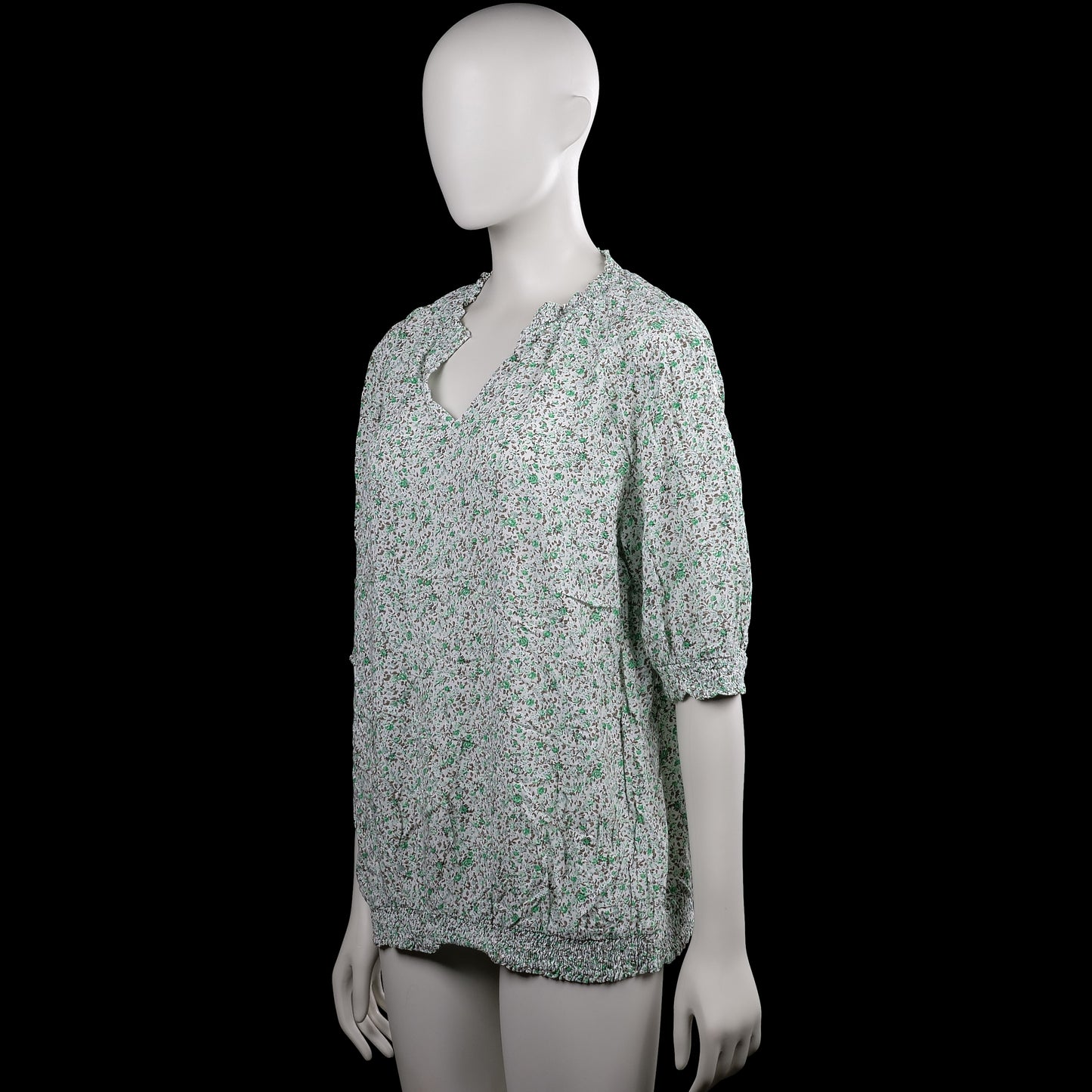 Blouse - White & Forest Green - Size XXL