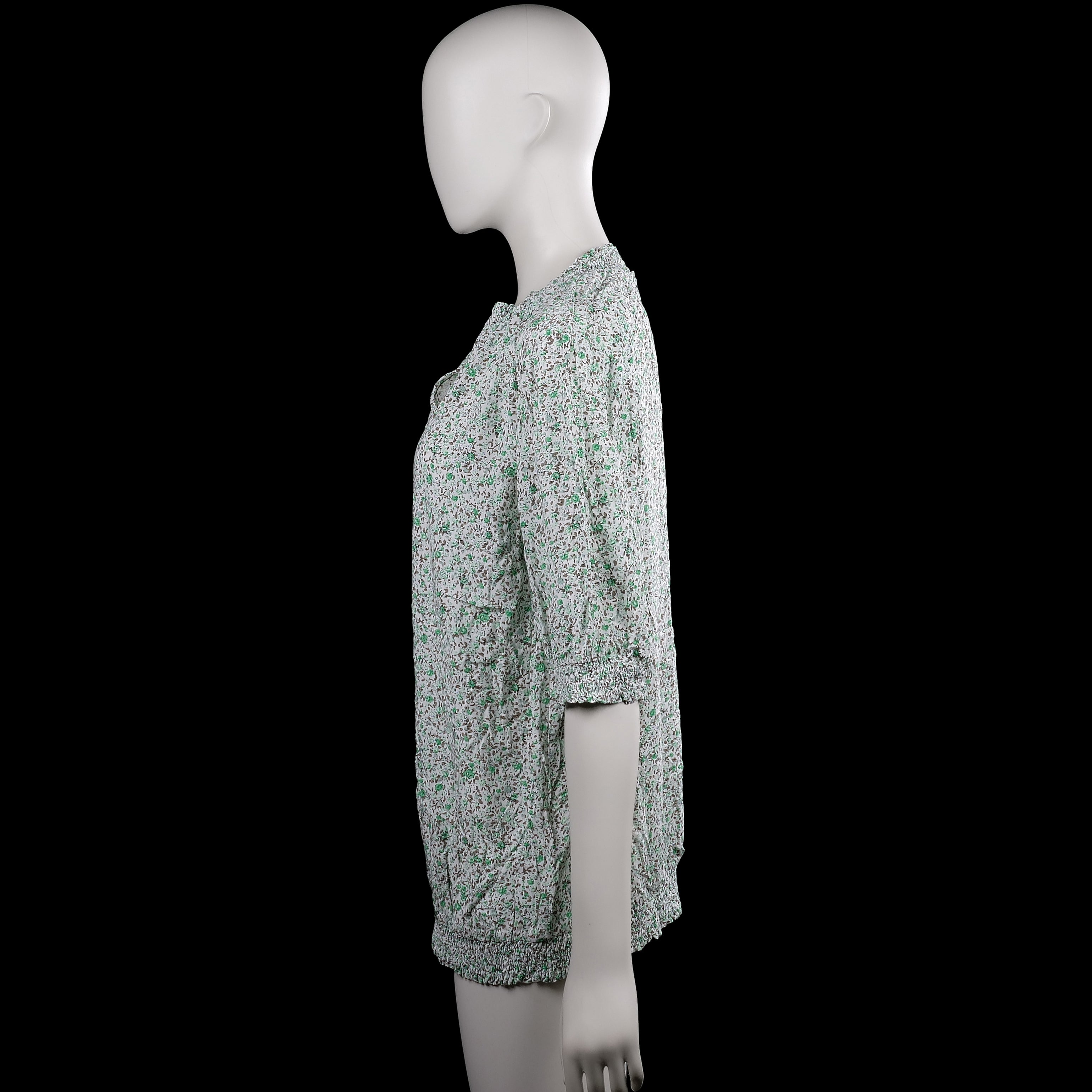 Blouse - White & Forest Green - Size XXL