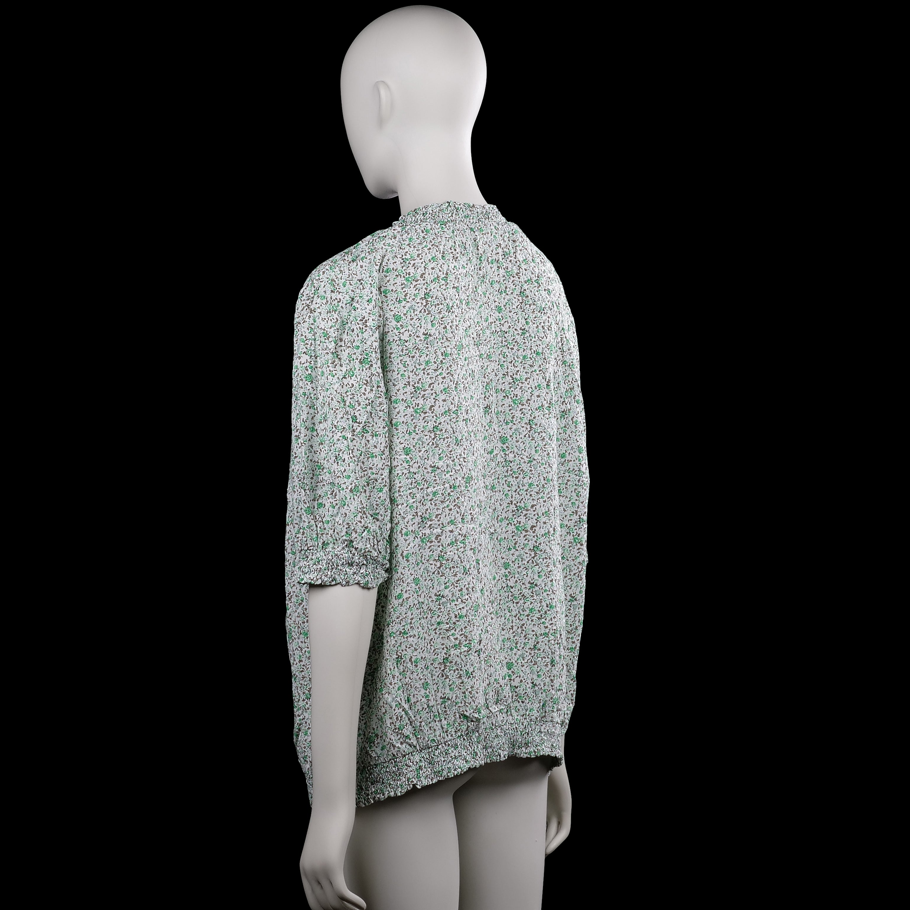 Blouse - White & Forest Green - Size XXL