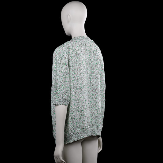Blouse - White & Forest Green - Size XXL
