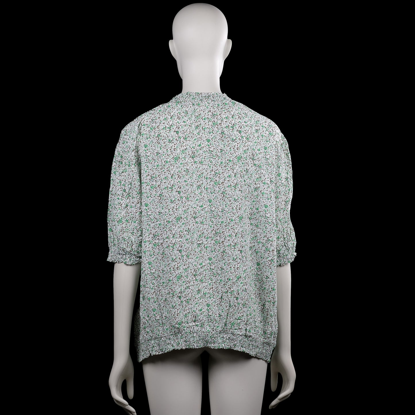 Blouse - White & Forest Green - Size XXL