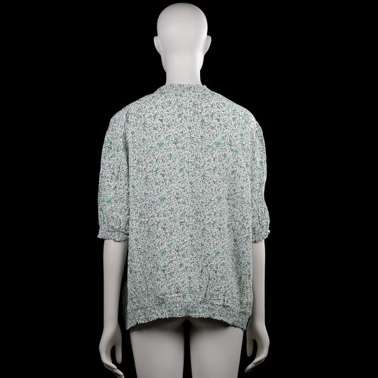 Blouse - White & Forest Green - Size XXL