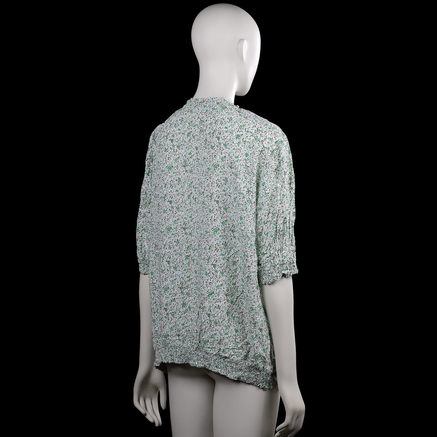 Blouse - White & Forest Green - Size XXL