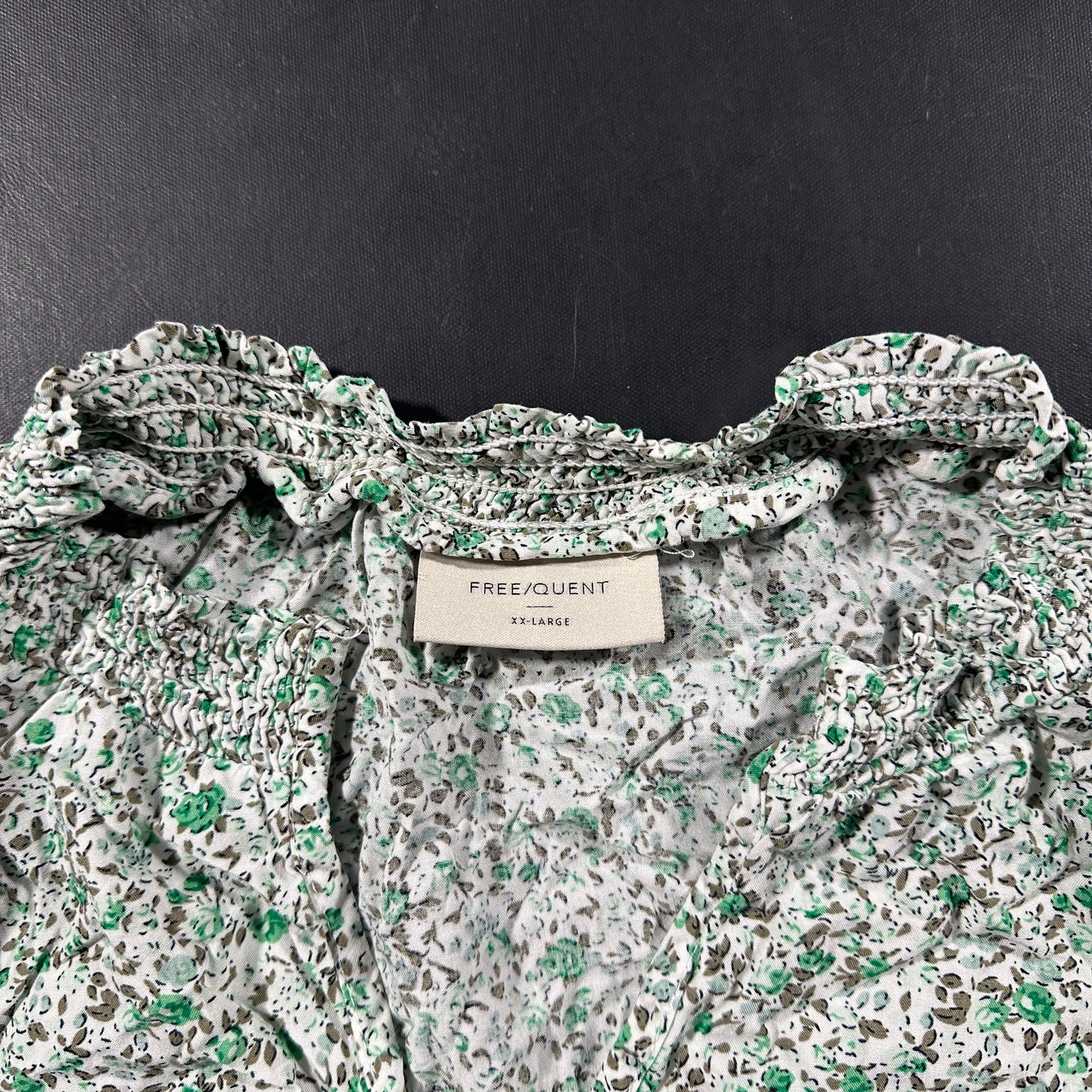 Blouse - White & Forest Green - Size XXL