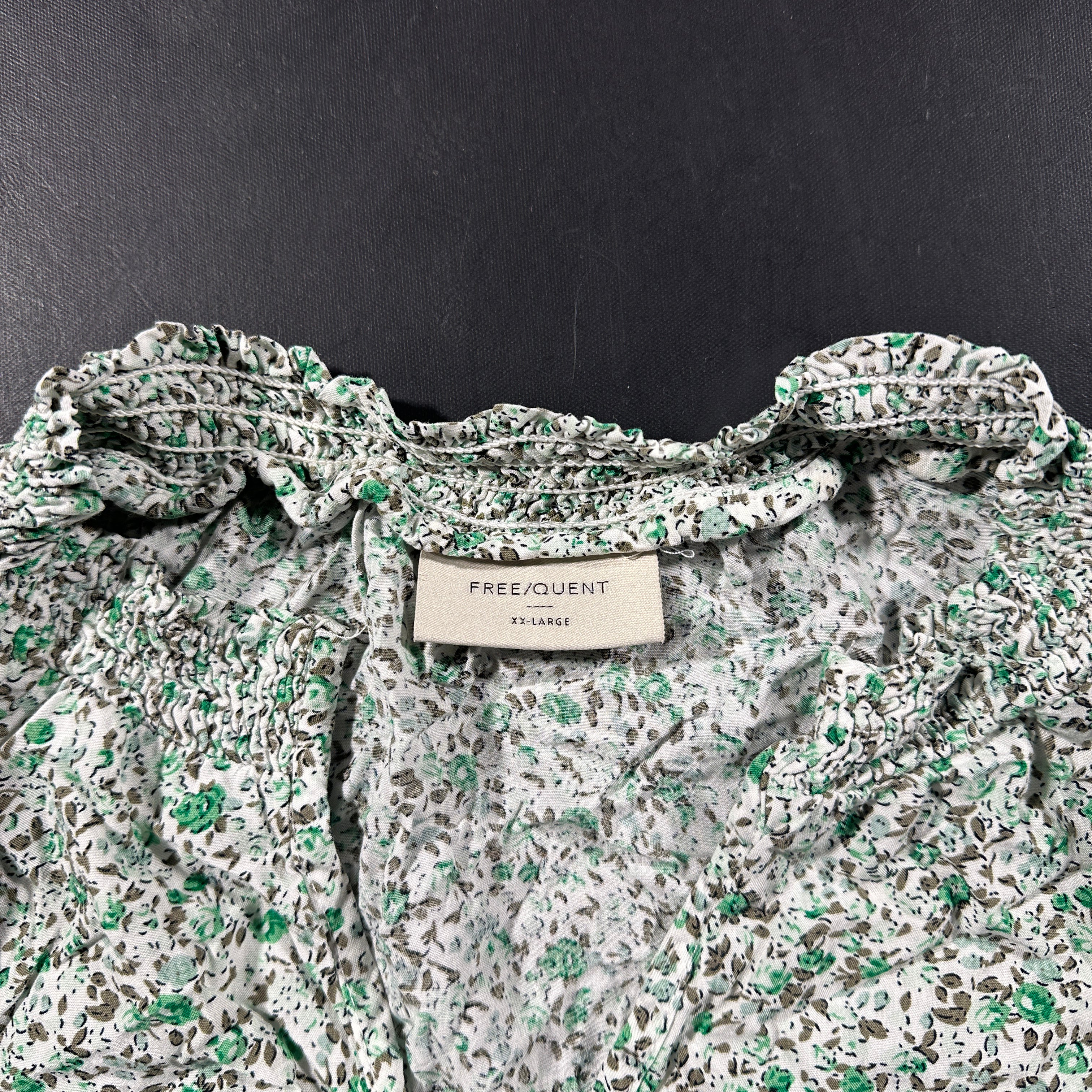 Blouse - White & Forest Green - Size XXL