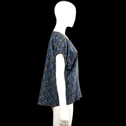 Blouse - Black & Royal Blue - Size 38