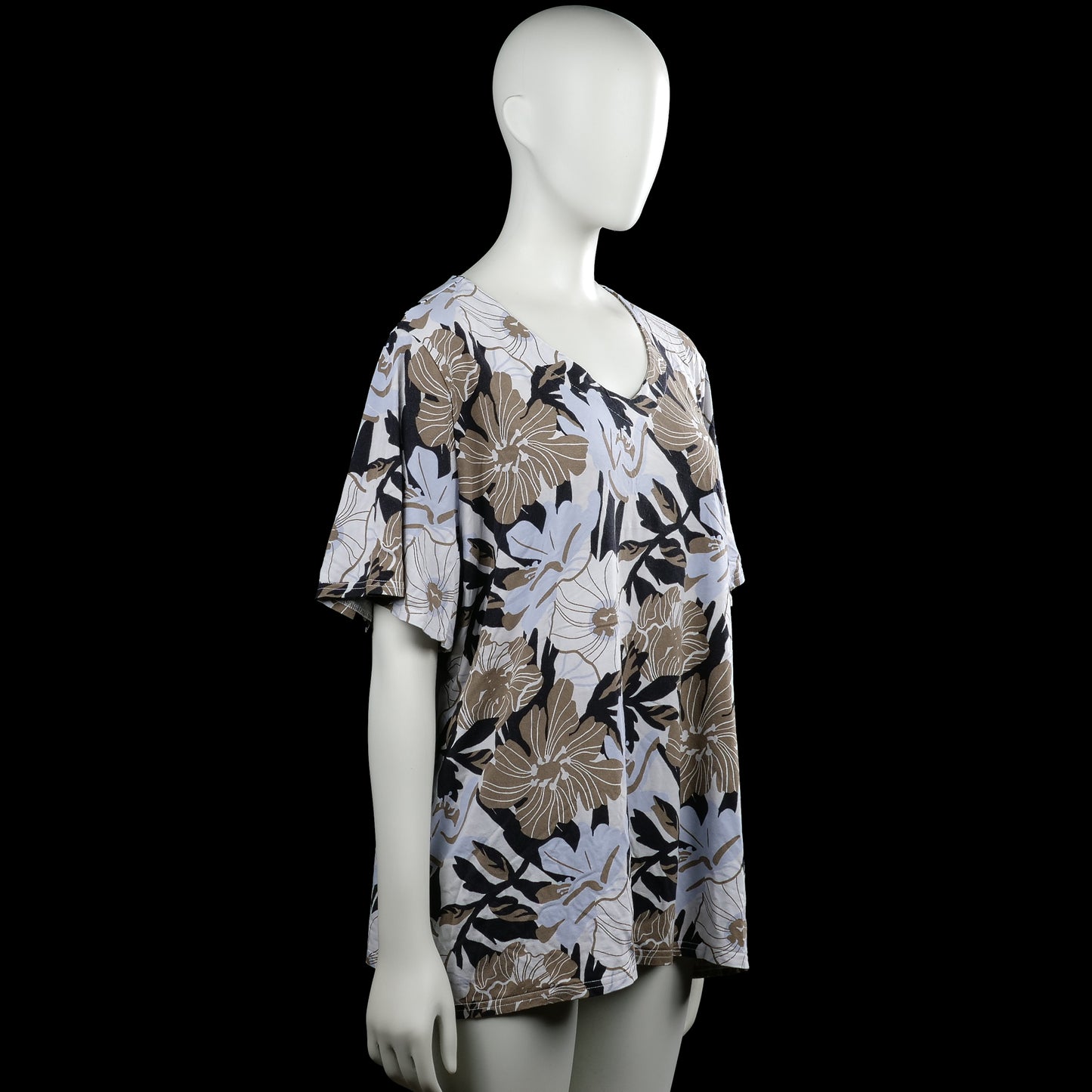 T-shirt - White & Brown - Size XXXL
