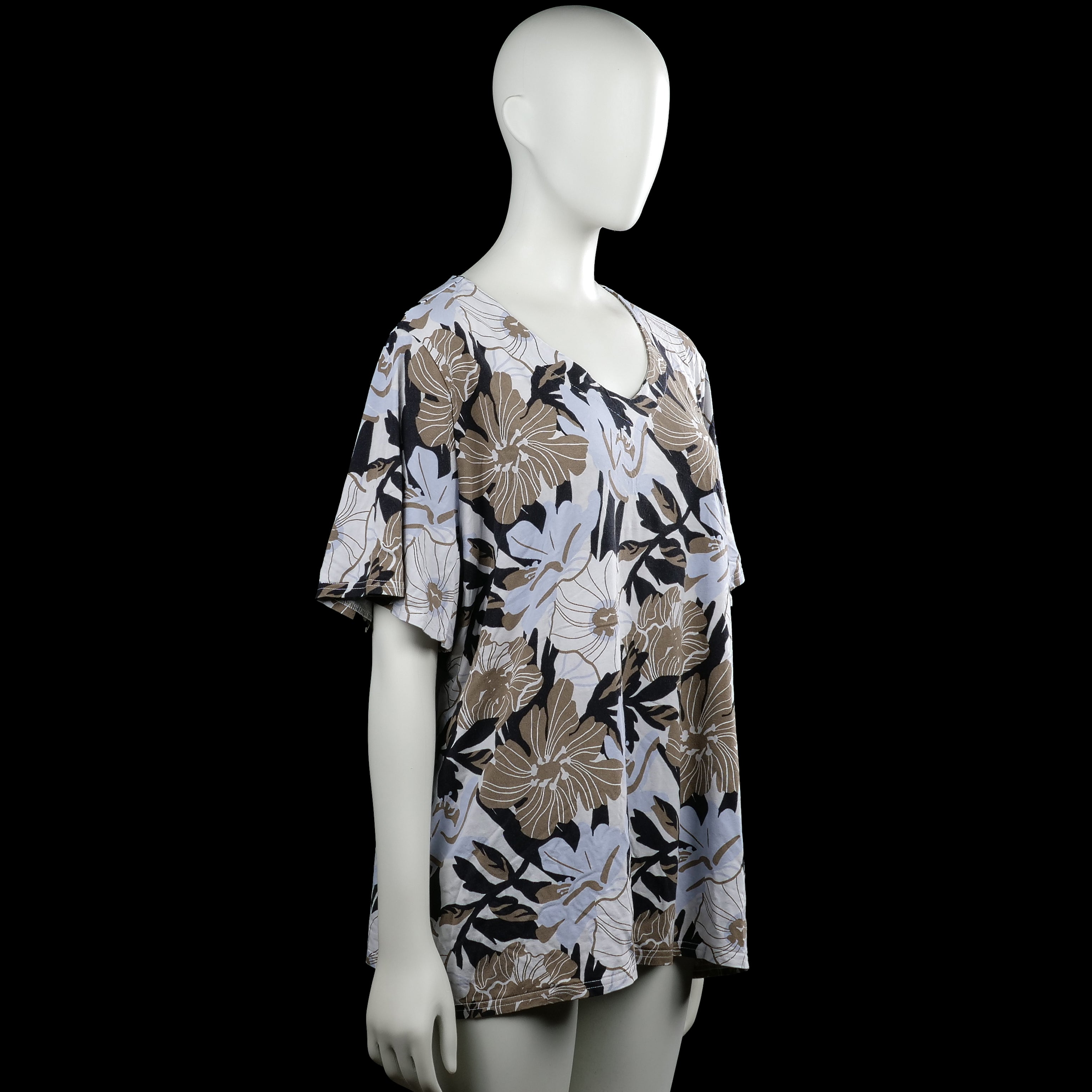 T-shirt - White & Brown - Size XXXL