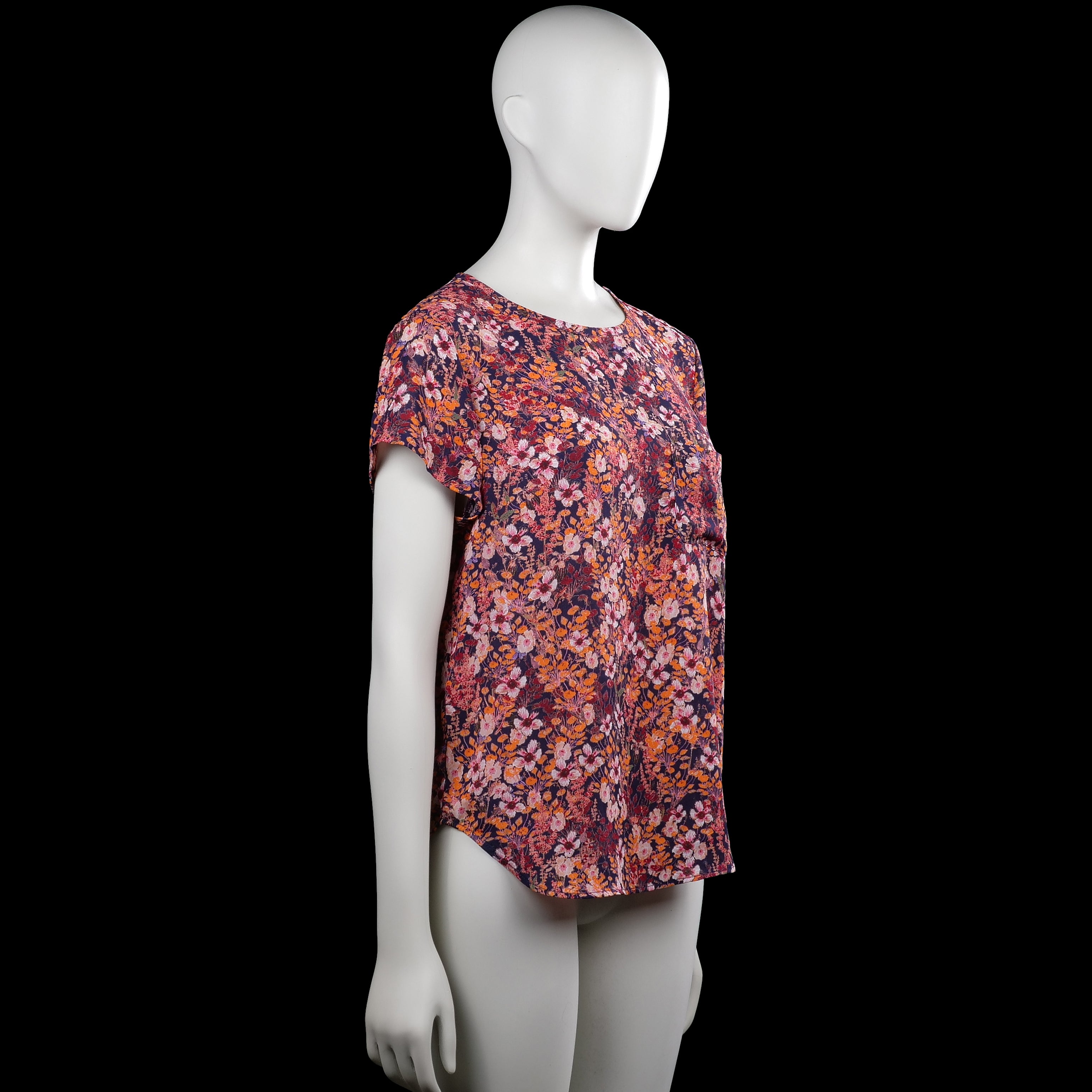 Blouse - Navy & Orange - Size 38