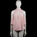 Blouse - Light Pink - Size 42 - Light pink solid top with a mock neck and a front keyhole opening. Three-quarter cold-shoulder sleeves with plain cuffs and a curved hem.