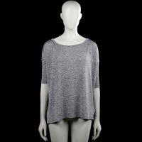 H&M - T-shirt - Gray - Size XS - Gray solid top with a wide boat neckline and short sleeves. Straight hem with plain sleeve cuffs and no visible closures.