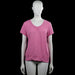 Chnk - T-shirt - Pink - Size 40 - Pink solid top with a V-neckline and short sleeves with plain cuffs. Straight hem with a wide band at the bottom and light gathering at the center front neckline.