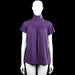 Casual clothing - Turtleneck - Purple - Size L - Purple solid top with a turtleneck and short sleeves. Features gathered detailing across the upper front and a straight hem.