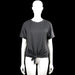 Shein - T-shirt - Charcoal - Size S - Charcoal solid short-sleeve top with a round neckline and plain sleeve cuffs. Straight hem with a front tie detail at the bottom.