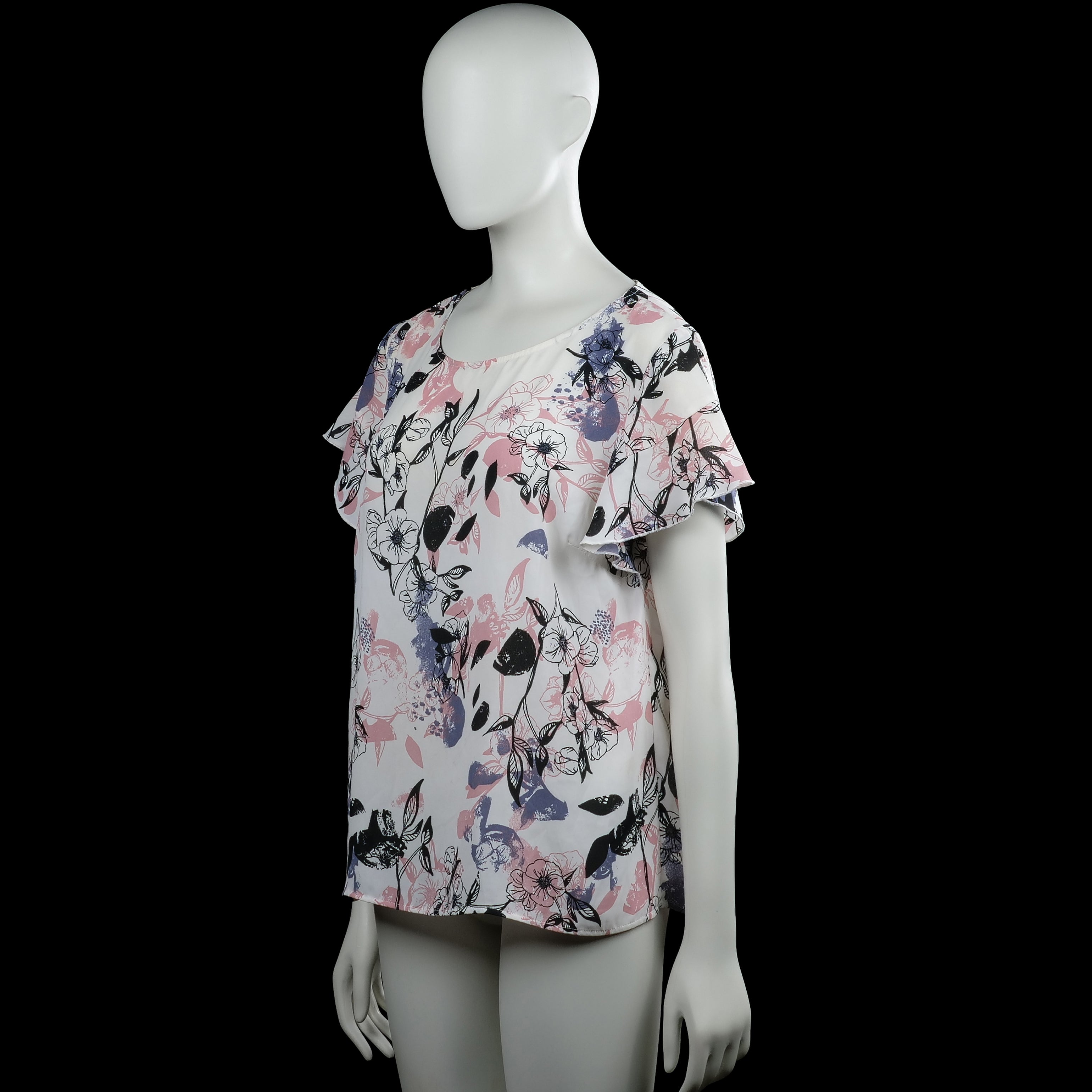 Blouse - White & Pink - Size L