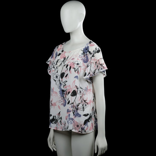 Blouse - White & Pink - Size L