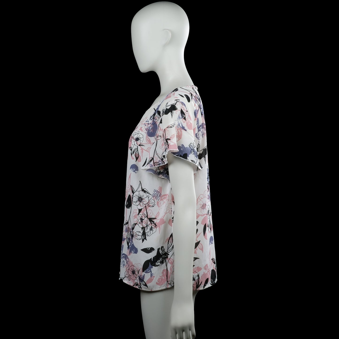 Blouse - White & Pink - Size L