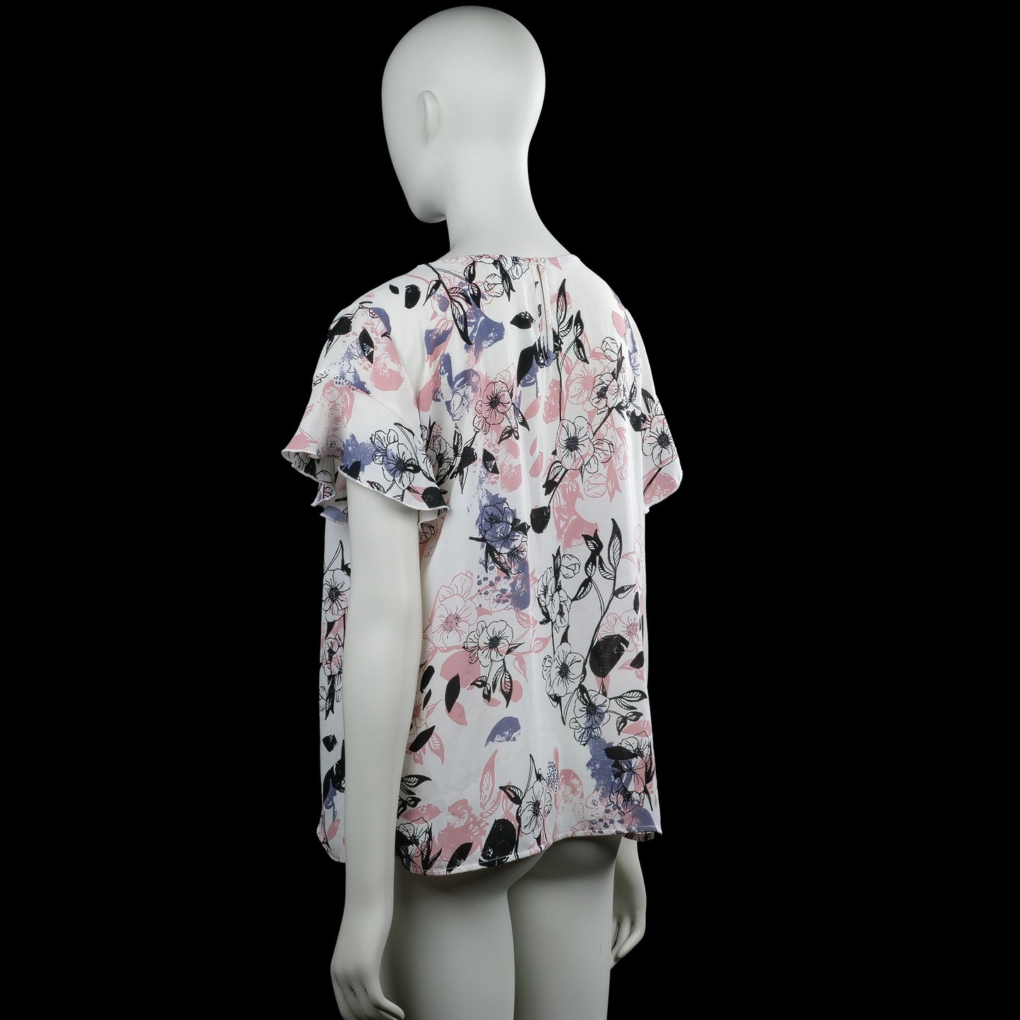 Blouse - White & Pink - Size L