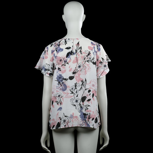 Blouse - White & Pink - Size L