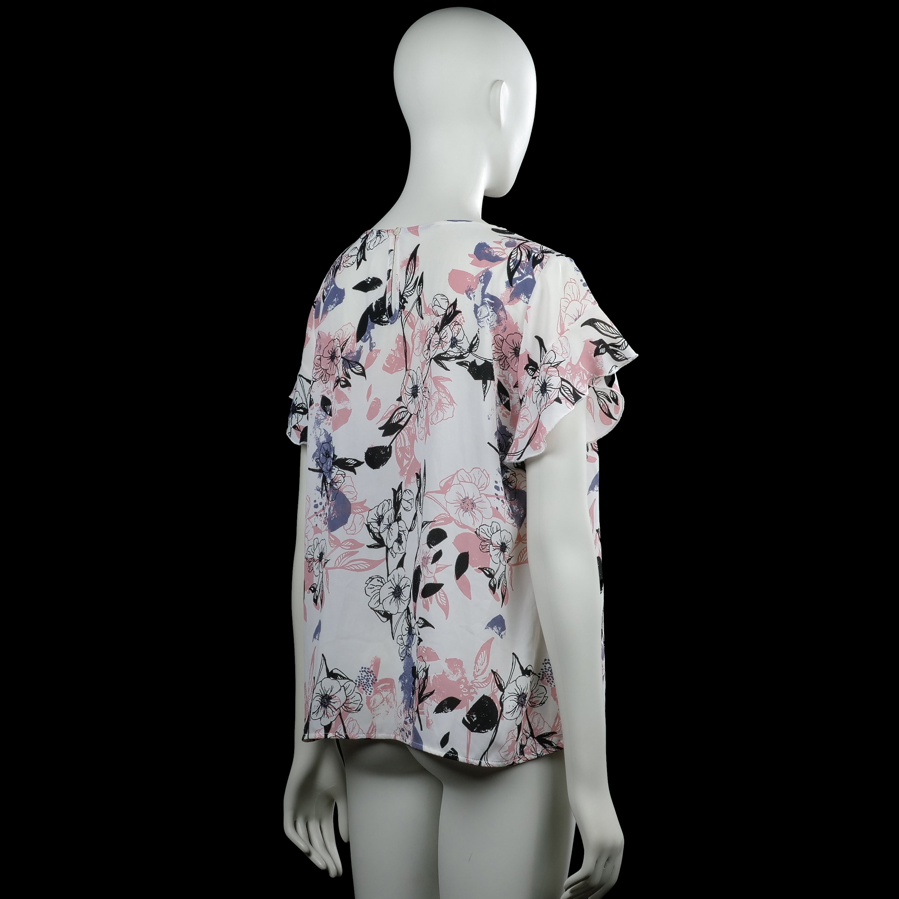 Blouse - White & Pink - Size L